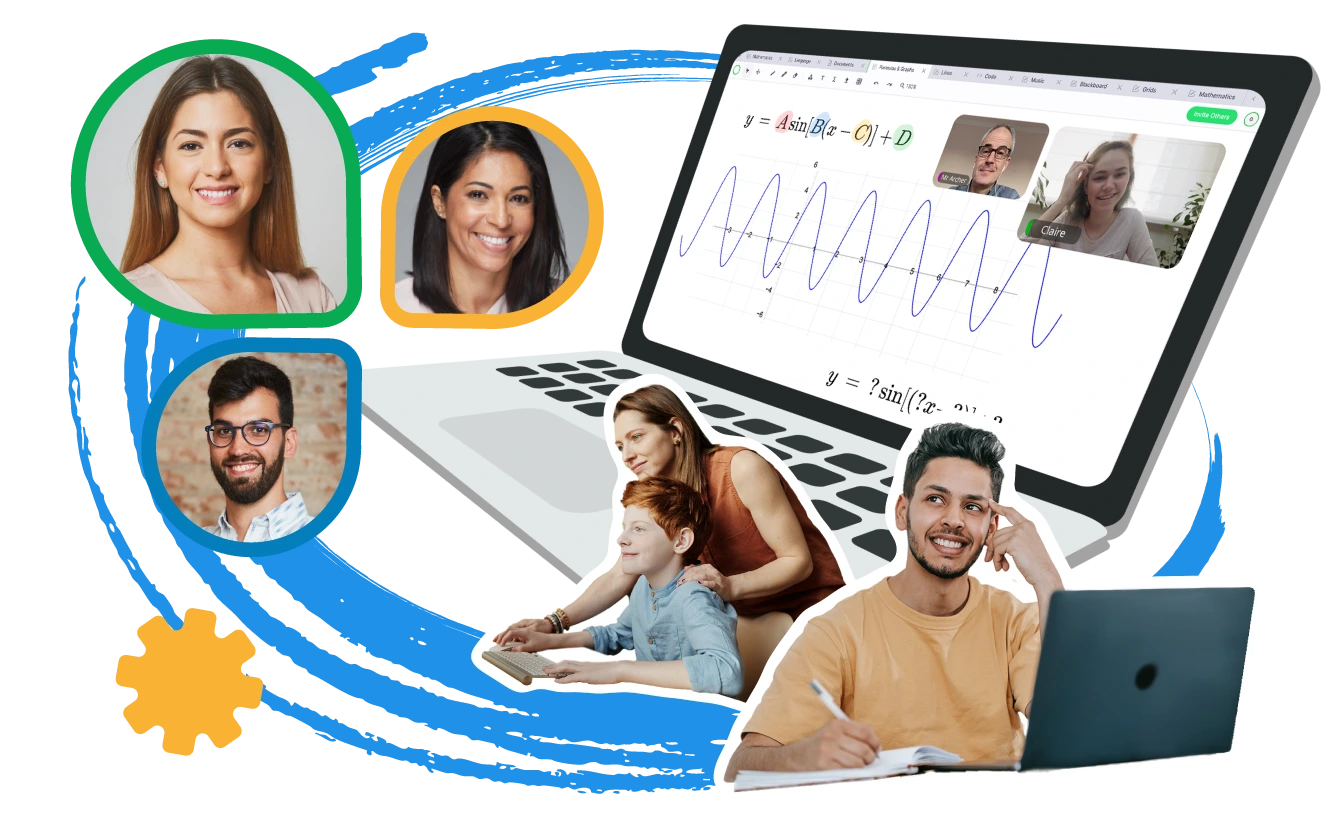 Happy students in online classroom